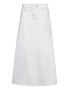 White Denim Double Fly Maxi Skirt Pitkä Hame White Ganni