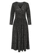 Onlnew Pella L/S Foil Wrap Dress Jrs Polvipituinen Mekko Black ONLY