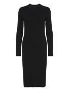 Yaseloni Ls Midi Knit Dress S. Polvipituinen Mekko Black YAS