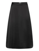 Objsateen Mw Midi Skirt Div Polvipituinen Hame Black Object