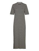 Crv Slim Rib Stp Midi Dress Polvipituinen Mekko Black Tommy Hilfiger