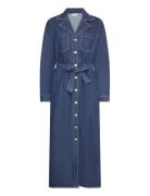 Objzofia L/S Denim Shirt Dress 131 Polvipituinen Mekko Blue Object