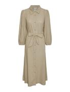 Yasflaxy 3/4 Linen Shirt Dress Noos Polvipituinen Mekko Beige YAS