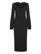 Rudina Puff Sleeve Midi Dress Polvipituinen Mekko Black Bubbleroom