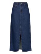 Slit Denim Skirt Pitkä Hame Blue Mango