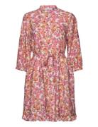 Mschadanaya Ladonna 3/4 Shirt Dress Aop Polvipituinen Mekko Pink MSCH ...