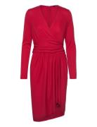 Ruched Stretch Jersey Surplice Dress Lyhyt Mekko Red Lauren Ralph Laur...