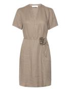 Linen Dress Lyhyt Mekko Brown Rosemunde