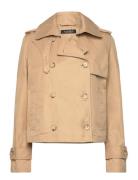 Short Double-Breasted Twill Trench Coat Trenssi Takki Beige Lauren Ral...