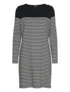 Striped Cotton Boatneck Dress Lyhyt Mekko Black Lauren Women