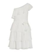 Viabbel Flounce Short Dress/Wc/Dc Lyhyt Mekko White Vila