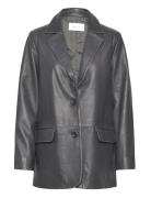 Nana Leather Blazer Nahkatakki Grey Hosbjerg