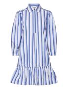 Stripe Cotton Lyhyt Mekko Blue Ganni