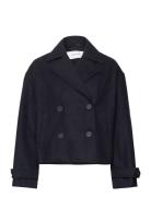 Sophie Short Wool Blend Coat Villakangastakki Navy Bubbleroom