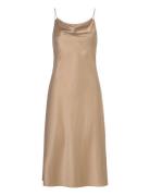 Fiona Silk Satin Dress Polvipituinen Mekko Gold Balmuir