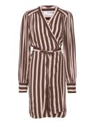 Slfminna-Alva Ls Short Wrap Dress O Polvipituinen Mekko Brown Selected...