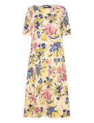 Floral Stretch Cotton Midi Dress Polvipituinen Mekko Multi/patterned L...