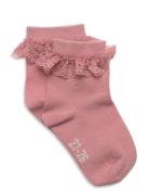 Ankle Sock W. Lace Sukat Pink Minymo