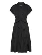 Belted Cotton-Blend Tiered Dress Polvipituinen Mekko Black Lauren Ralp...