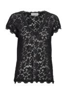 Full Lace T-Shirt Tops T-shirts & Tops Short-sleeved Black Rosemunde