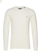 Cotton Cable C-Neck Tops Knitwear Round Necks Cream GANT