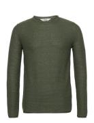 Sdjarah Tops Knitwear Round Necks Khaki Green Solid