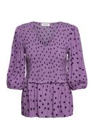 Tomme Print Top Tops Blouses Long-sleeved Purple Modström