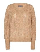 Mmimma V-Neck Knit Tops Knitwear Jumpers Beige MOS MOSH