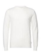 Bertil Cotton Crew Neck Knit Tops Knitwear Round Necks White Kronstadt