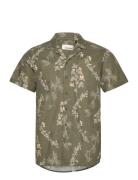 Shirt Tops Shirts Short-sleeved Khaki Green Blend