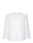 Slfviolette 3/4 Broderi Top B Tops Blouses Long-sleeved White Selected...