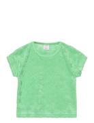 Top Ss Terry Flowers Tops T-shirts Short-sleeved Green Lindex