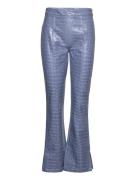 Irah Croc Pants Bottoms Trousers Flared Blue Hosbjerg