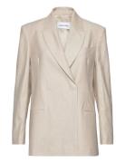 Linen Tailored Blazer Blazers Double Breasted Blazers Cream Calvin Kle...