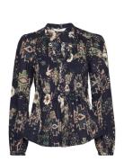 Jada Blouse Tops Blouses Long-sleeved Navy ODD MOLLY