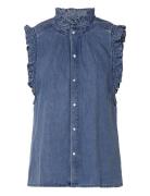 Shirt Regular Tops Blouses Sleeveless Blue Replay