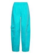 Washed Cotton Canvas Bottoms Trousers Cargo Pants Blue Ganni