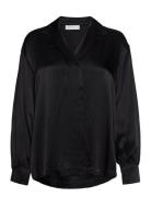 2Nd Shanon Tt - Satin Ease Tops Blouses Long-sleeved Black 2NDDAY