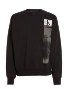 Brushstroke Crew Neck Tops Sweat-shirts & Hoodies Sweat-shirts Black C...