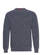 D2. Twisted Cotton C-Neck Tops Knitwear Round Necks Navy GANT