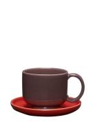 Amare Cup/Saucer Home Tableware Cups & Mugs Coffee Cups Brown Hübsch