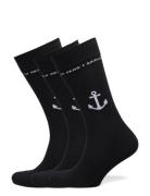 Anchor Socks Underwear Socks Regular Socks Black Makia