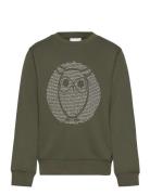 Sweat With Big Owl Print - Gots/Veg Tops Sweat-shirts & Hoodies Sweat-...