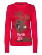 Vmcutedeer Ls O-Neck Blouse Xmas Tops Knitwear Jumpers Red Vero Moda