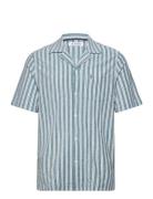 Prm Ss Camp Birdseye Tops Shirts Short-sleeved Blue Original Penguin