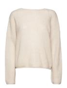 Ymma Knit Open Back Tops Knitwear Jumpers Cream Second Female