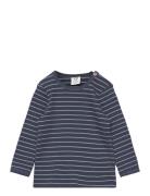 Stripe Rib L/S T Baby Tops T-shirts Long-sleeved T-shirts Navy Müsli B...