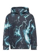 Sweatshirt Hood Aop Tops Sweat-shirts & Hoodies Hoodies Blue Lindex