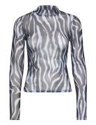 Tjw Zebra Mesh Ls Top Tops T-shirts & Tops Long-sleeved Blue Tommy Jea...