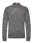 Multi Htr Merino Mock Nk Tops Knitwear Round Necks Grey Tommy Hilfiger